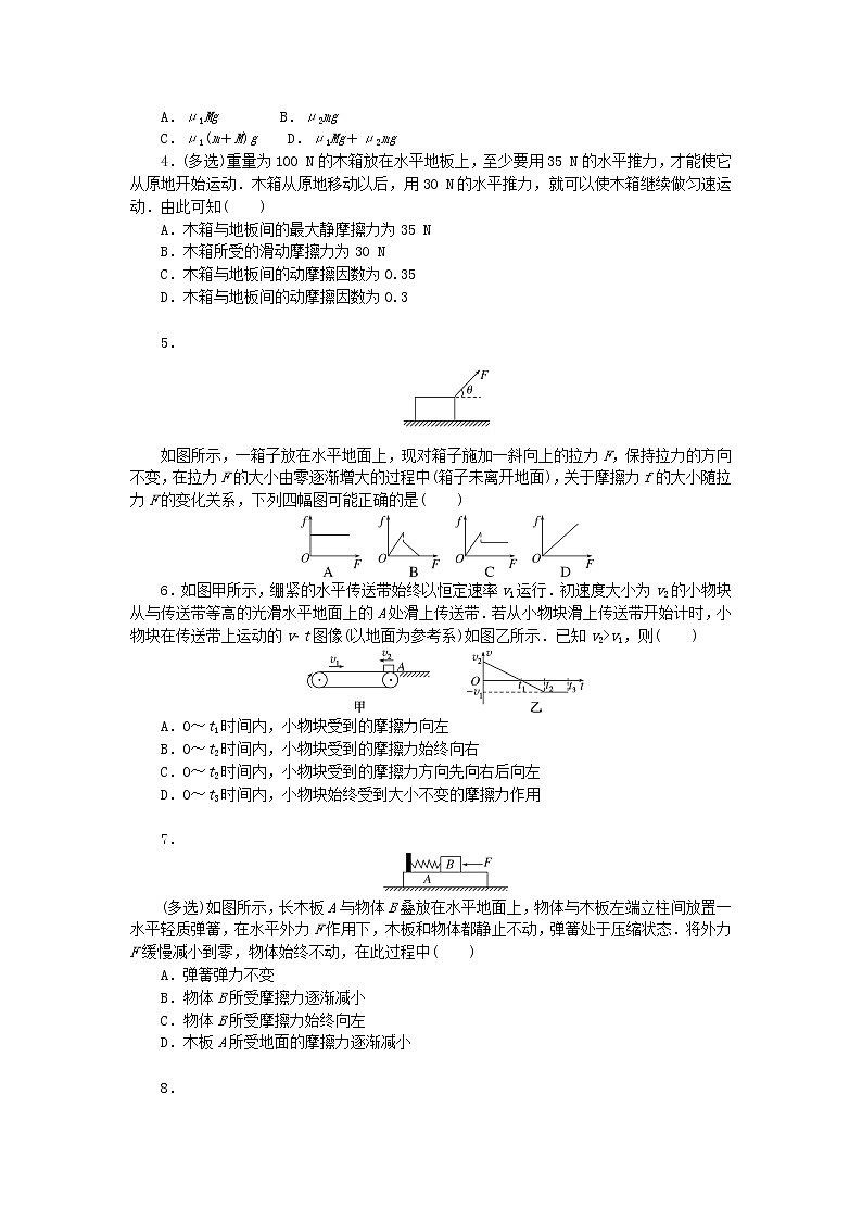 高考物理复习特训考点二相互作用——力第10练摩擦力含解析02