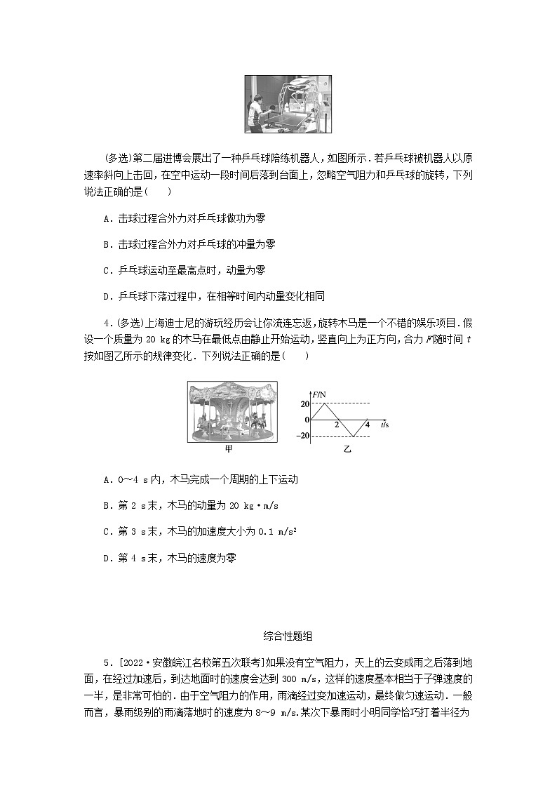 高考物理一轮复习课时分层作业（十九）动量和动量定理含答案02