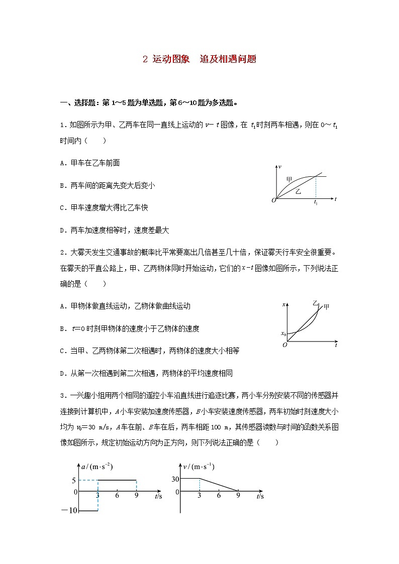 高二物理下学期暑假巩固练习2运动图象追及相遇问题含答案第1页