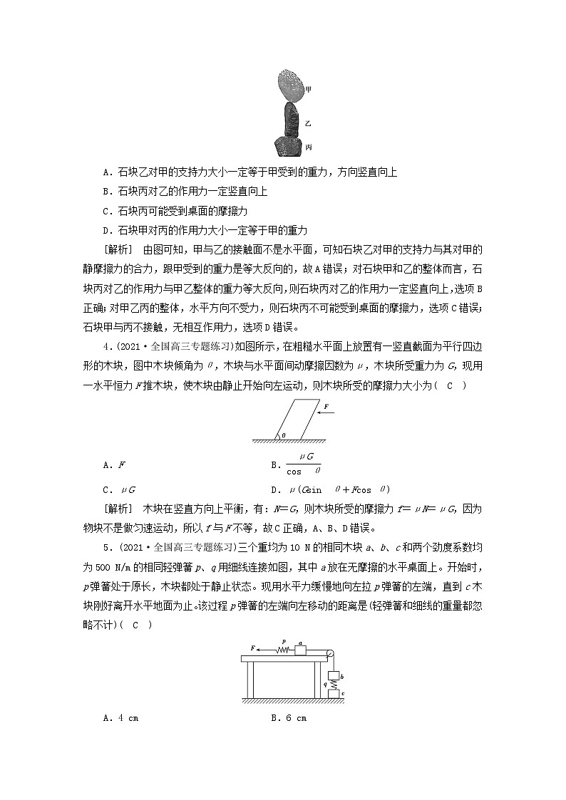 高考物理一轮总复习专题练习4第二章第1讲重力弹力摩擦力含答案02