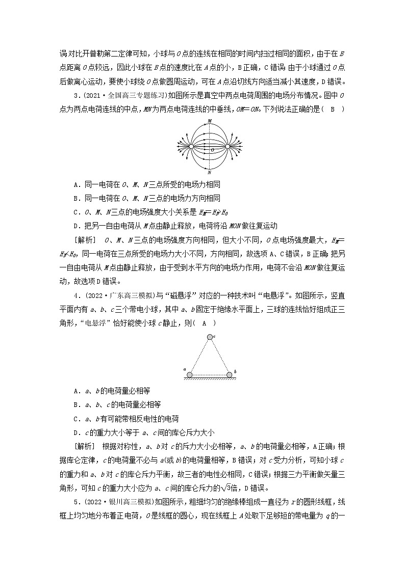 高考物理一轮总复习专题练习20第七章第1讲电场力的性质含答案02