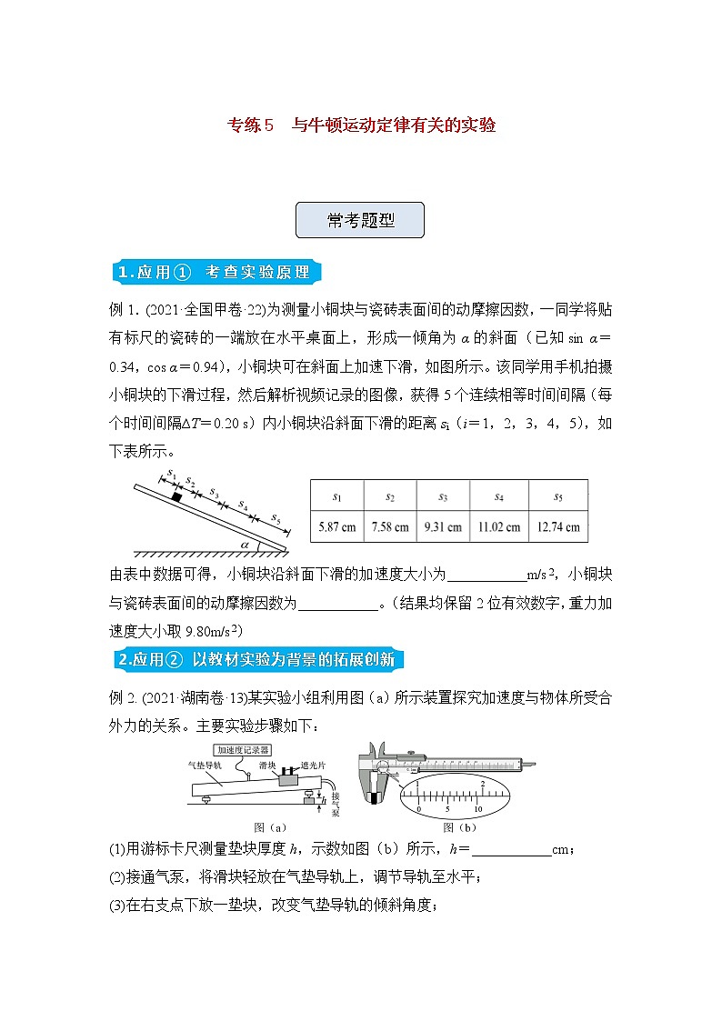 高三物理精准提升专练5与牛顿运动定律有关的实验含答案第1页