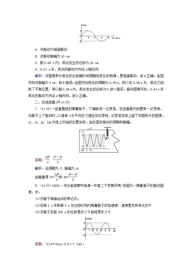 新人教版高中物理选择性必修第一册第二章机械振动2简谐运动的描述夯基提能作业含答案03