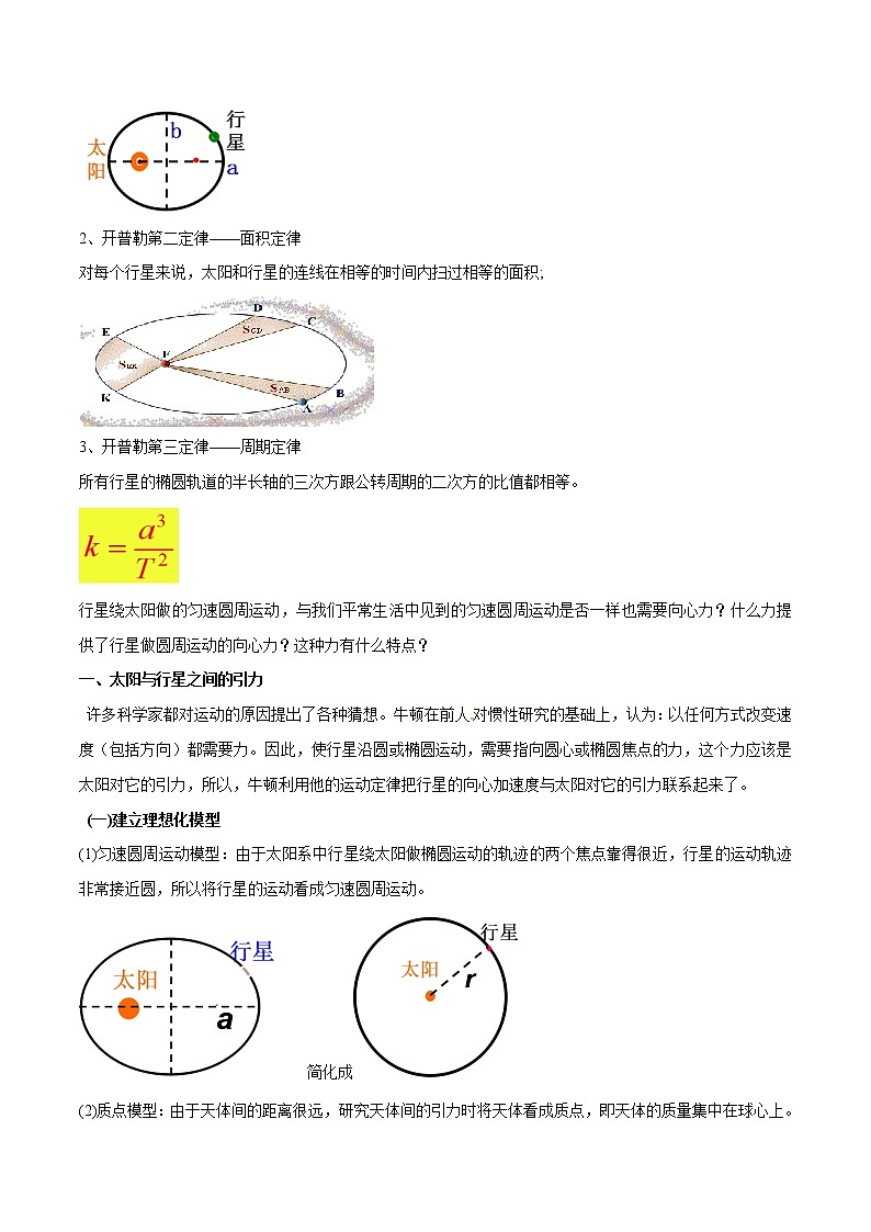 统编人教版高中物理必修 第二册《2 万有引力定律》优秀教案02