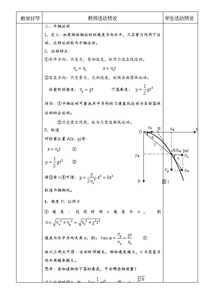 统编人教版高中物理必修 第二册《4 抛体运动的规律》优秀教案102