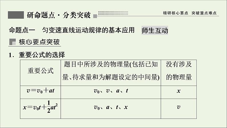 人教版高考物理一轮复习第1章运动的描述匀变速直线运动第2讲匀变速直线运动的规律课件08