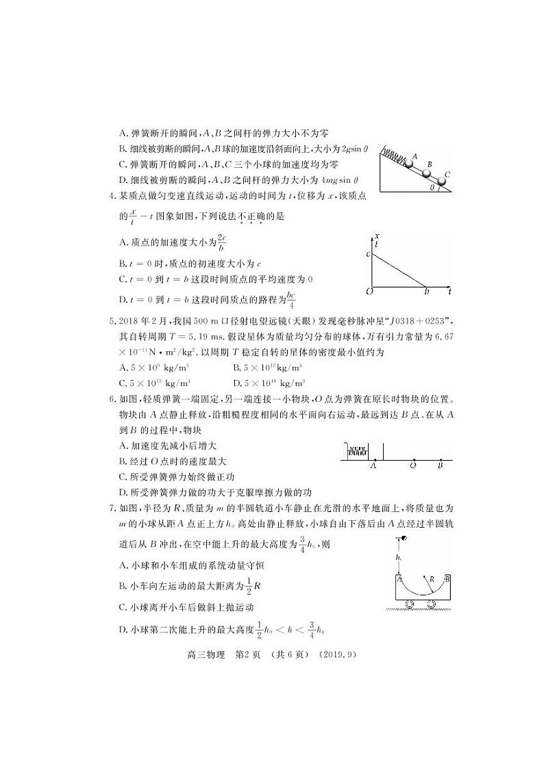 2020届河南省洛阳市高三上学期尖子生第一次联考物理试题 PDF版第2页