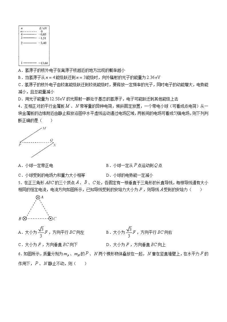 2023届山西省高三上学期7月摸底联考物理试题（word版）第2页