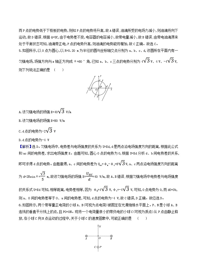 高考物理一轮复习考点强化练3电场及带电粒子在电场中的运动问题含答案第3页