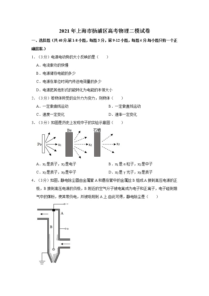 2021年上海市杨浦区高考物理二模试卷01
