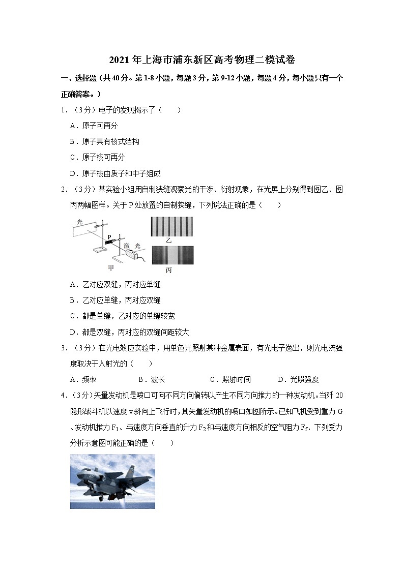 2021年上海市浦东新区高考物理二模试卷第1页