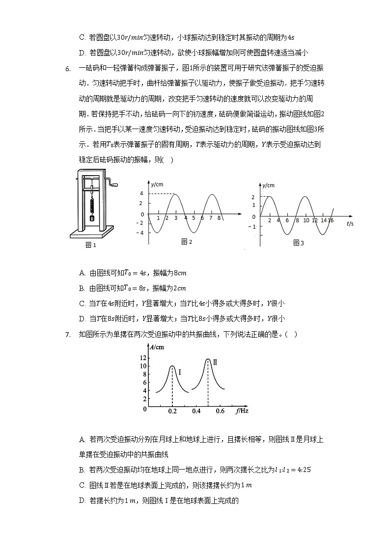 2.6 受迫振动 共振  人教版（2019）高中物理选择性必修一同步练习（含答案解析）03