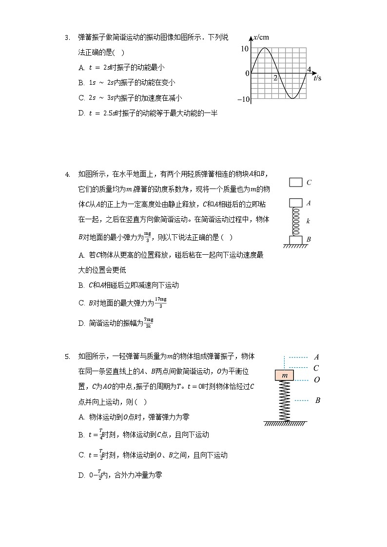 2.1简谐振动 人教版（2019）高中物理选择性必修一同步练习（含答案解析）第2页