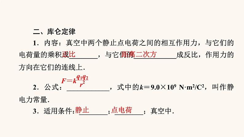 人教版高考物理一轮复习专题7电场第1讲库仑定律电场强度电场线课件第7页