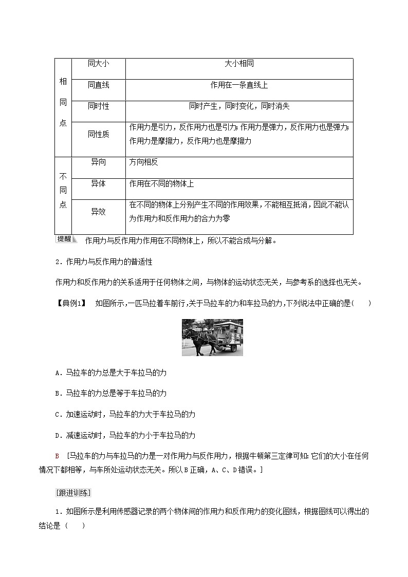 鲁科版高中物理必修第一册第5章牛顿运动定律第4节牛顿第三运动定律学案03