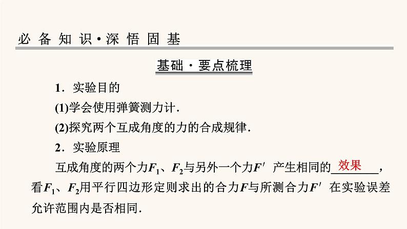 人教版高考物理一轮复习专题2相互作用实验3验证力的平行四边形定则课件第2页