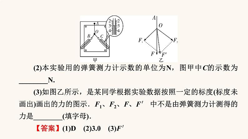 人教版高考物理一轮复习专题2相互作用实验3验证力的平行四边形定则课件第8页