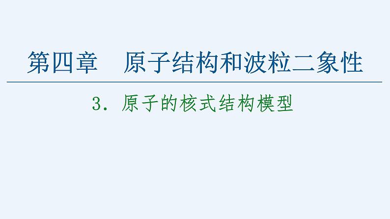 人教版（2019）高中物理选择性必修第三册_原子的核式结构模型 课件2第1页