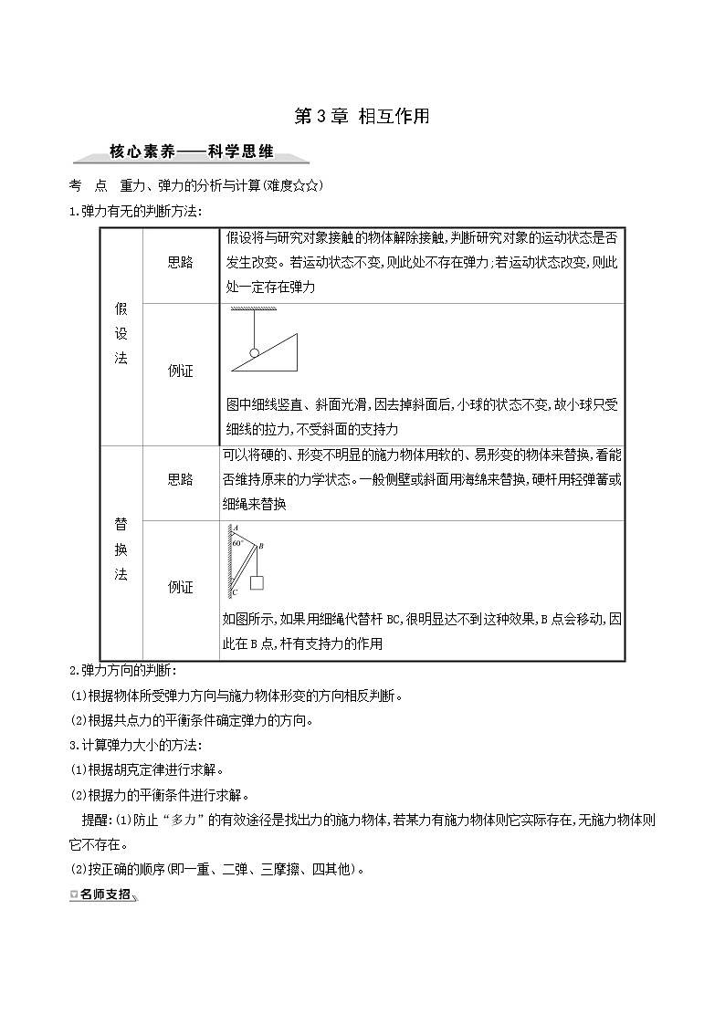 鲁科版高中物理必修第一册第3章相互作用素养提升含答案第1页