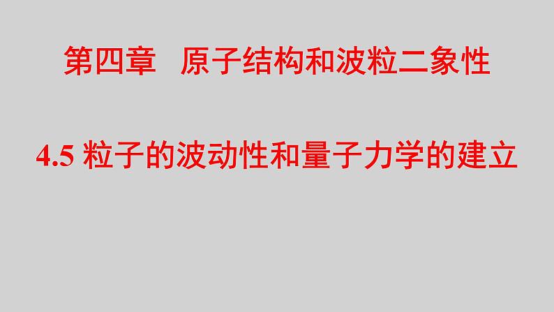 人教版（2019）高中物理选择性必修第三册_粒子的波动性和量子力学的建立 课件3第1页