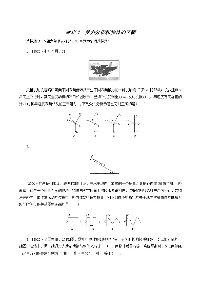 高考物理二轮复习闯关导练热点1受力分析和物体的平衡含答案01