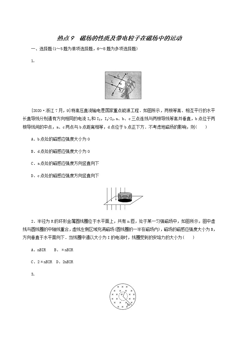 高考物理二轮复习闯关导练热点9磁场的性质及带电粒子在磁场中的运动含答案01