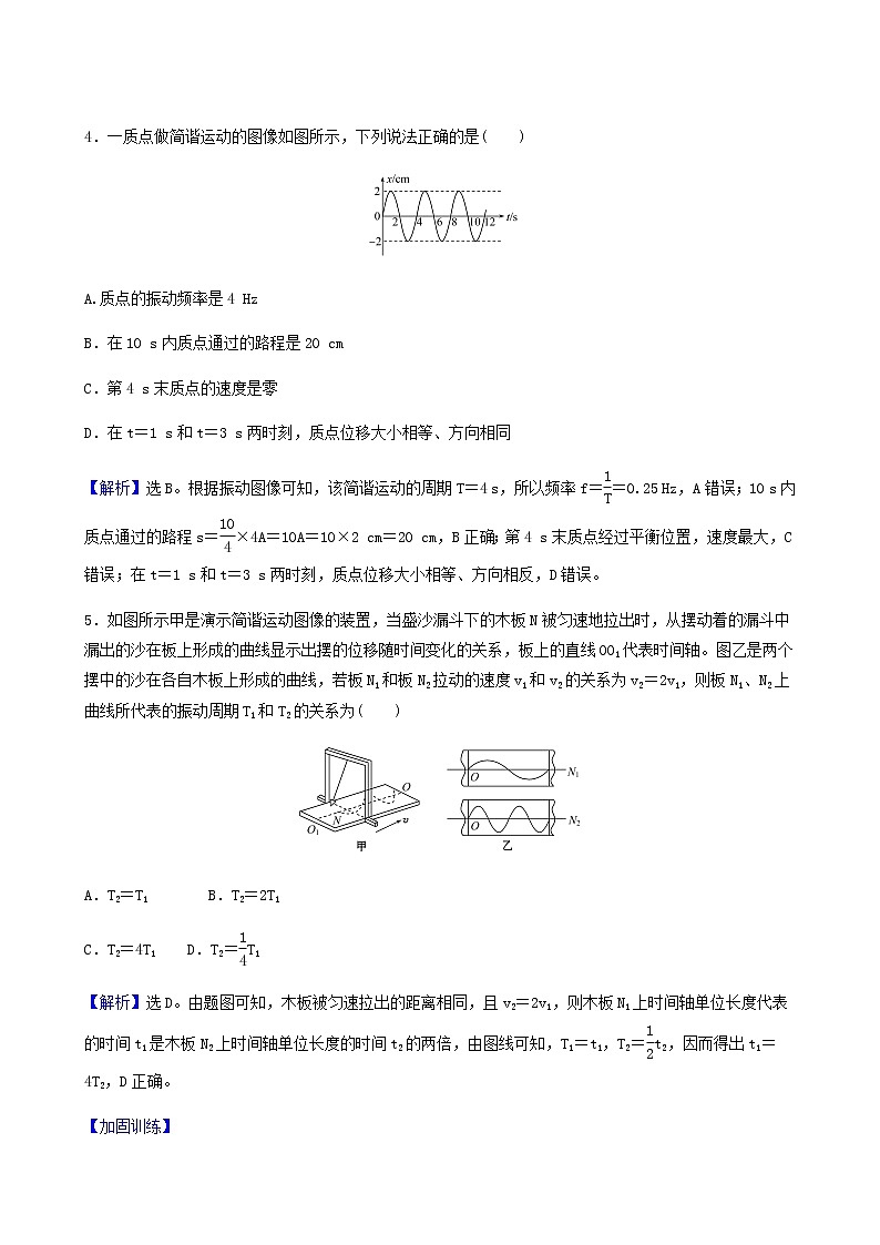 人教版高中物理选择性必修第一册第2章机械振动2简谐运动的描述基础通关练含答案第2页