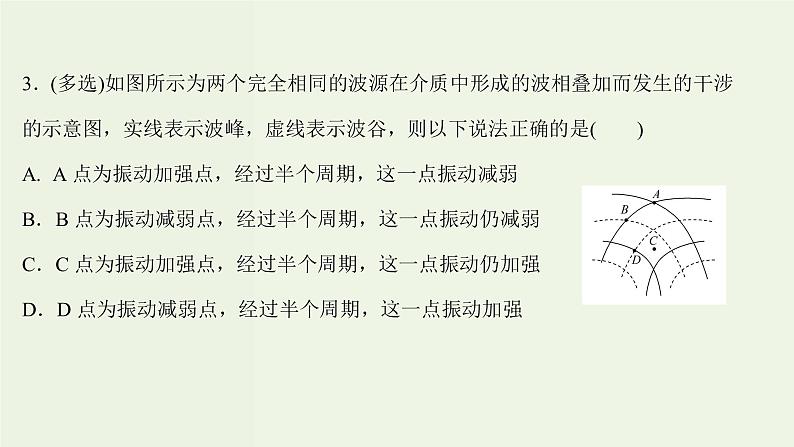 人教版高中物理选择性必修第一册第3章机械波4_5波的干涉多普勒效应课时评价课件第8页