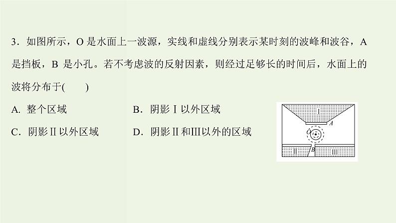 人教版高中物理选择性必修第一册第3章机械波3波的反射折射和衍射课时评价课件08