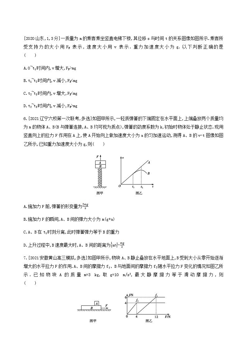 高考物理一轮复习专题练3牛顿运动定律1含答案第3页