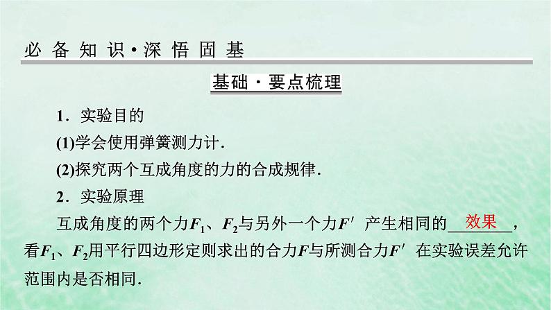 2023版高考物理一轮总复习专题2相互作用实验3验证力的平行四边形定则课件02