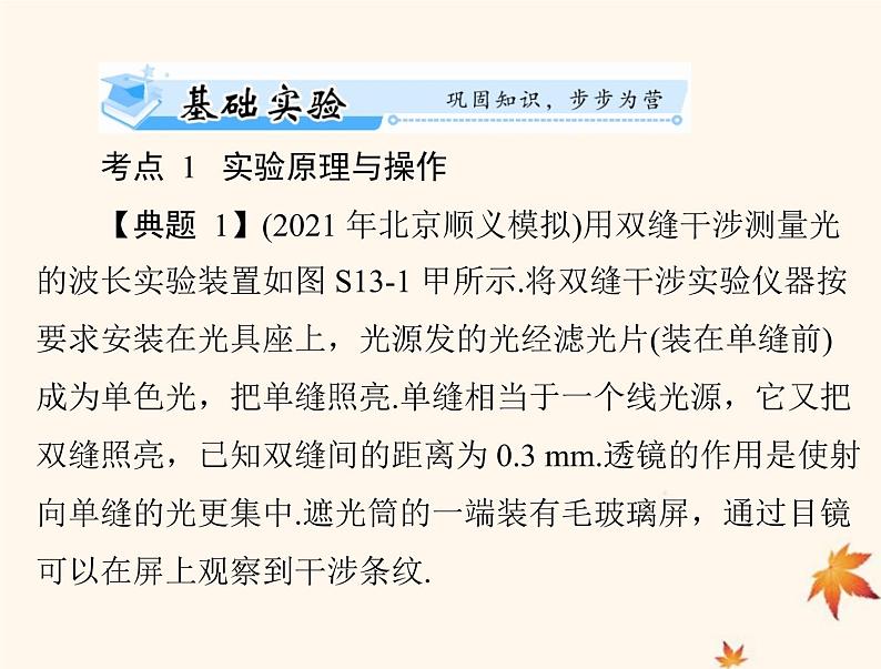 2023版高考物理一轮总复习第十五章实验十三用双缝干涉测量光的波长课件05