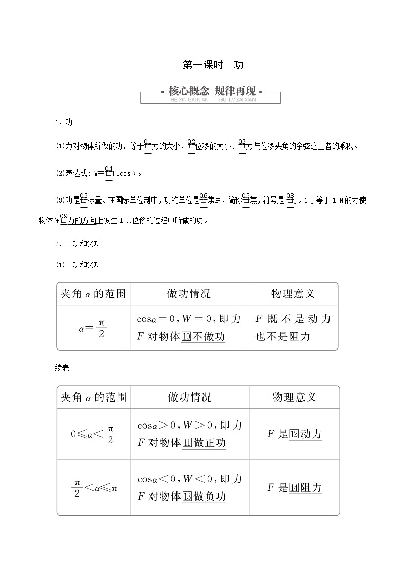 人教版(2019)高中物理必修第二册第8章机械能守恒定律第1节第1课时功学案第1页