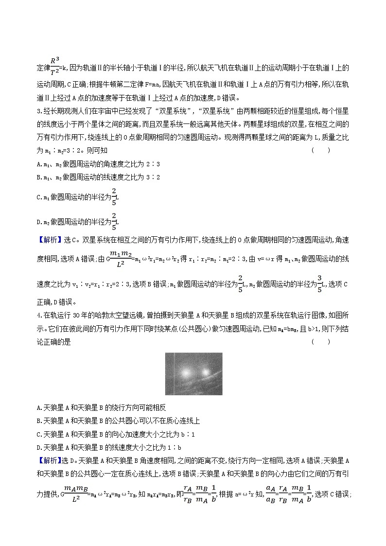 人教版(2019)高中物理必修第二册第7章万有引力与宇宙航行专题万有引力定律的应用合格考试含答案第2页