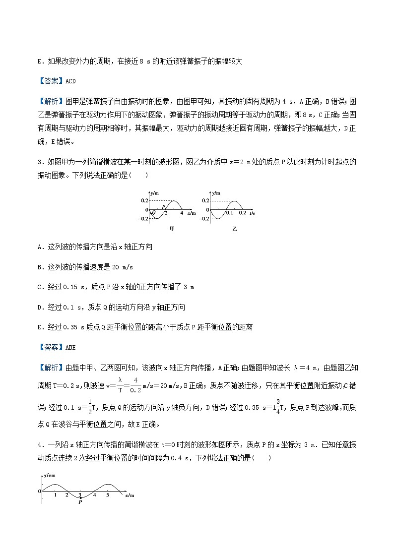通用版高考物理二轮复习提升指导与精练22机械振动与机械波光含答案第2页