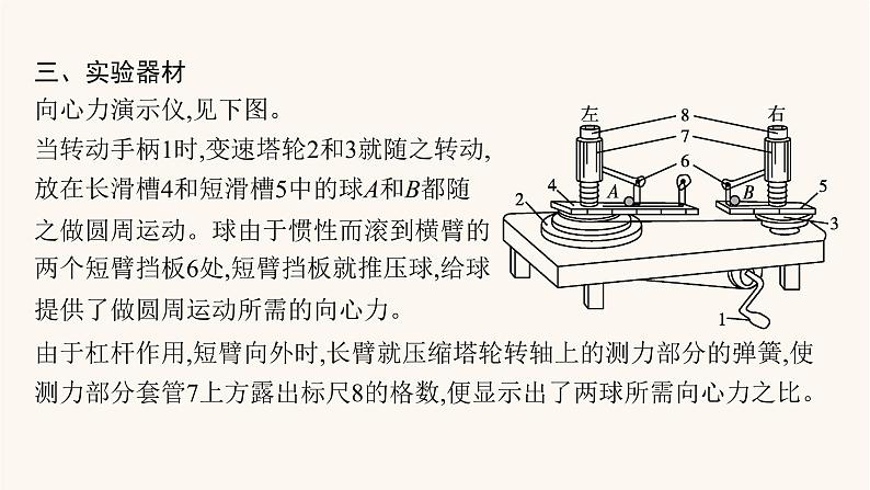 高考物理一轮复习第4章曲线运动万有引力与航天实验6探究向心力大小与半径角速度质量的关系课件第4页