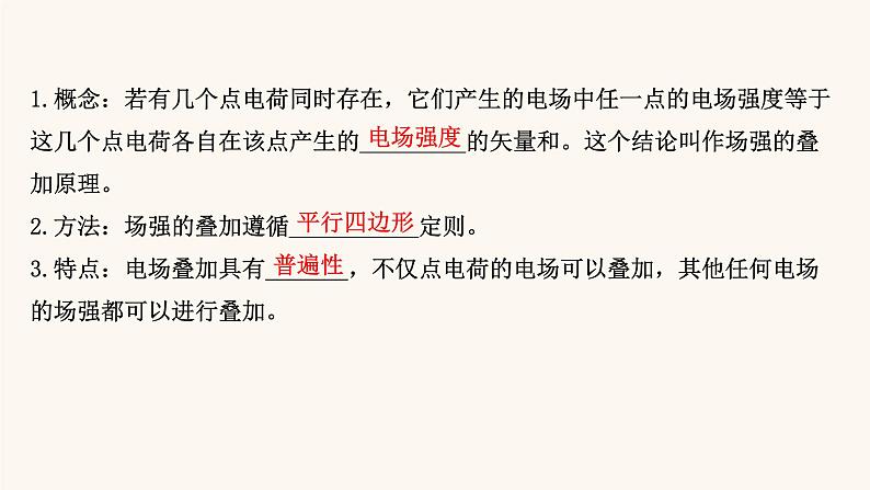 鲁科版高中物理必修第三册第1章静电力与电场强度4点电荷的电场匀强电场课件06