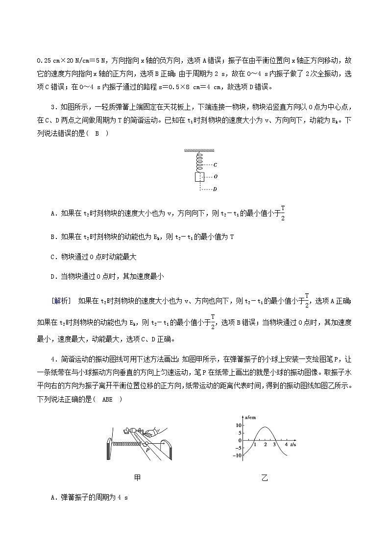 人教版高考物理一轮复习第13章机械振动与机械波光电磁波与相对论第1讲机械振动课时练含答案第2页