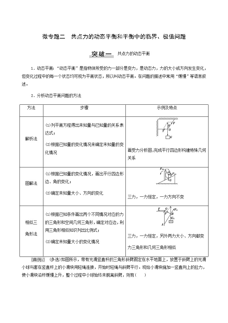 高考物理二轮复习第2章相互作用微专题2共点力的动态平衡和平衡中的临界极值问题学案第1页