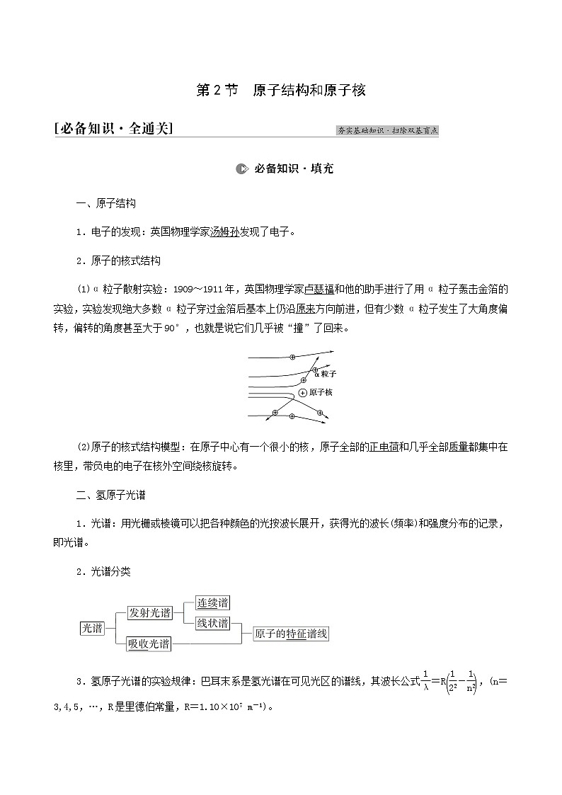 人教版高考物理一轮复习第15章近代物理初步第2节原子结构和原子核学案第1页