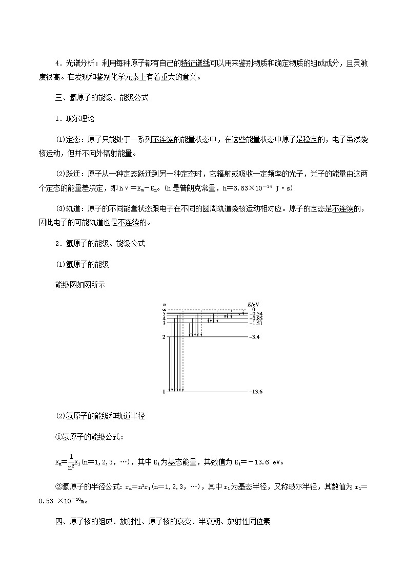 人教版高考物理一轮复习第15章近代物理初步第2节原子结构和原子核学案第2页