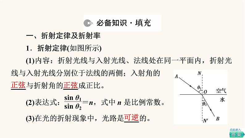 高考物理一轮复习第14章振动波动电磁波相对论第3节光的折射全反射光的色散课件03