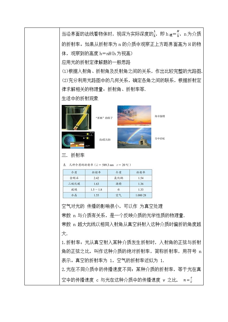 人教版（2019）高中物理选择性必修第一册 4.1《光的折射》课件PPT+教案+练习03