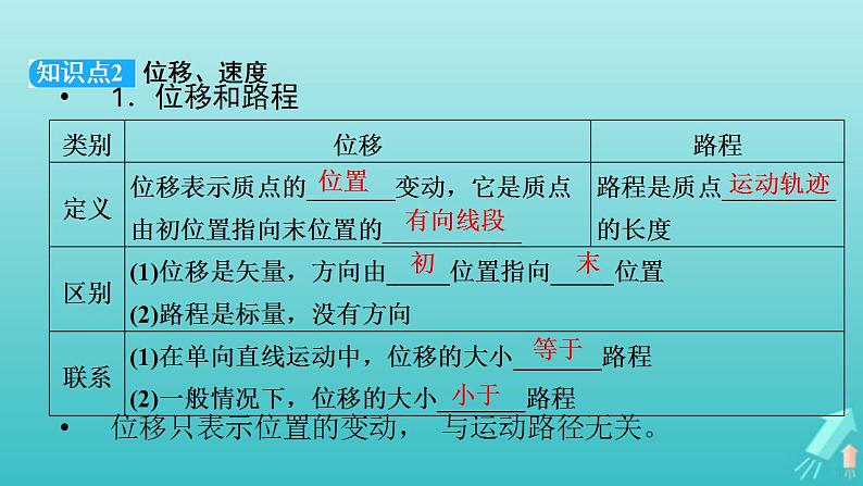 人教版高考物理一轮复习第1章运动的描述匀变速直线运动第1讲描述运动的基本概念课件08