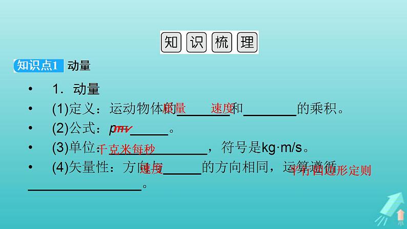 人教版高考物理一轮复习第6章动量和动量守恒定律第1讲动量动量定理课件第6页