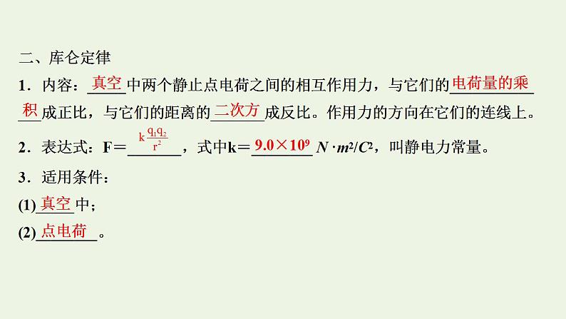 人教版高考物理一轮复习第7章静电场第1讲库仑定律电场力的性质课件04