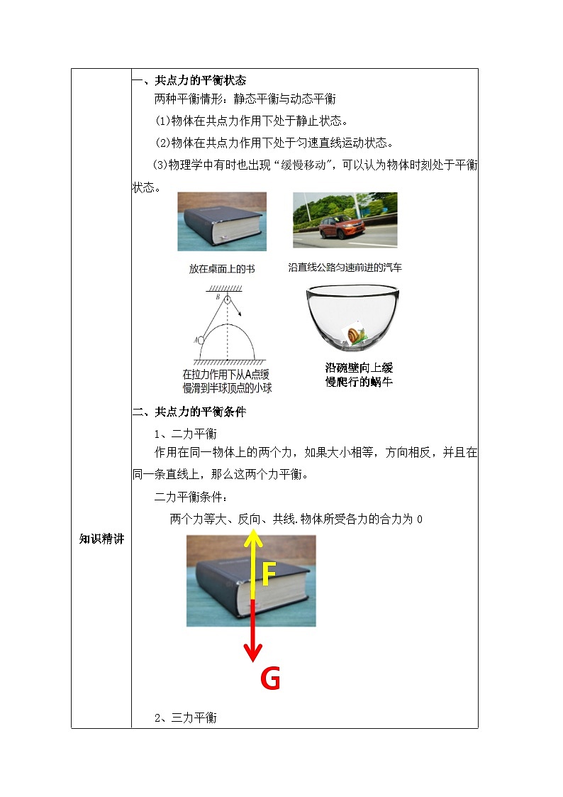高一物理人教版（2019）必修第一册3.5《 共点力的平衡 》课件+教案02