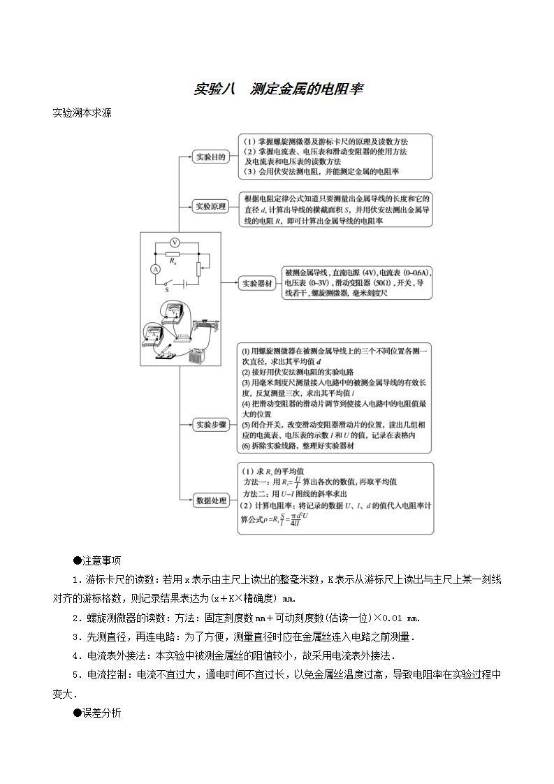 高考物理一轮复习实验8测定金属的电阻率含答案01