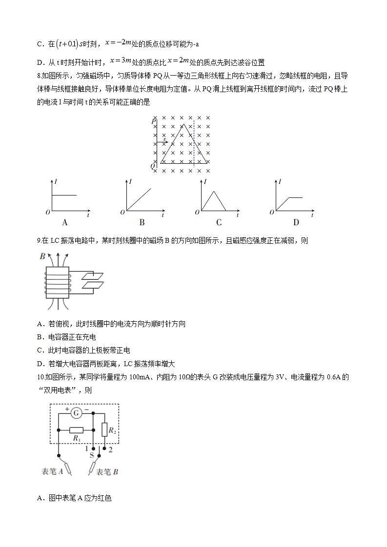 安徽省阜阳市2021-2022学年高二第二学期教学质量统测物理试题（含答案）03