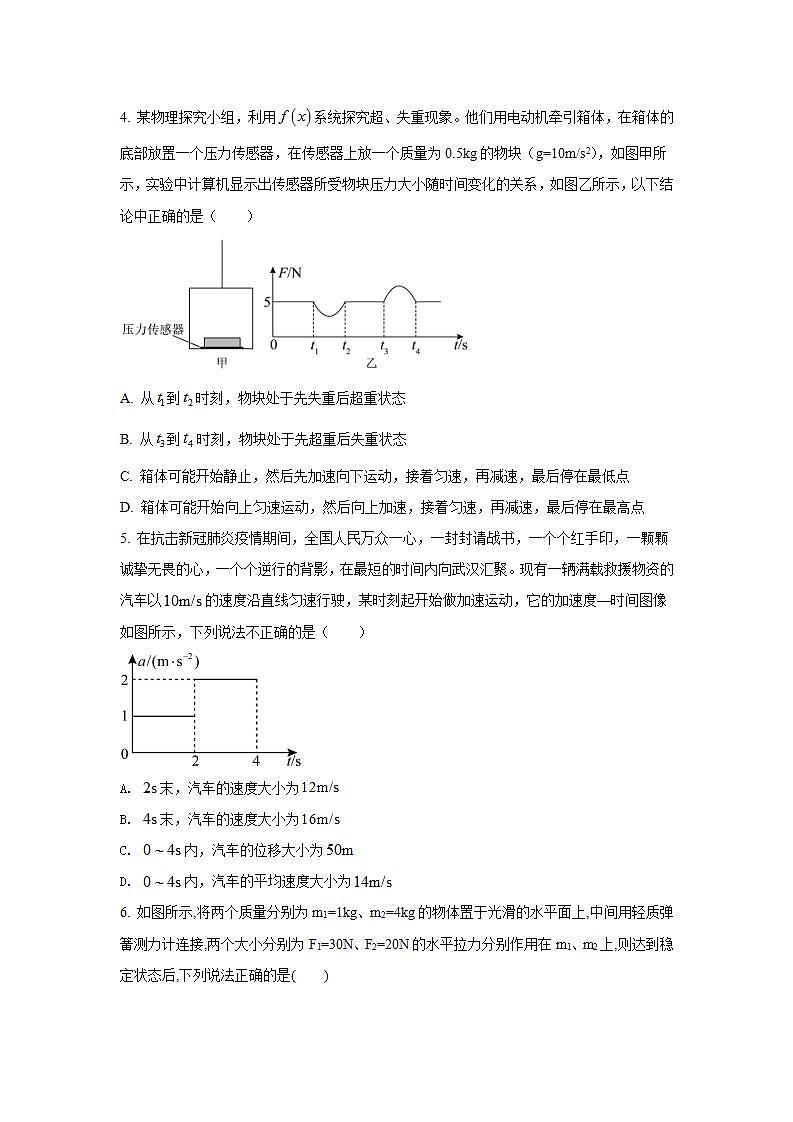 2021-2022学年河北省沧州市部分学校高一下学期开年摸底联考物理试卷02